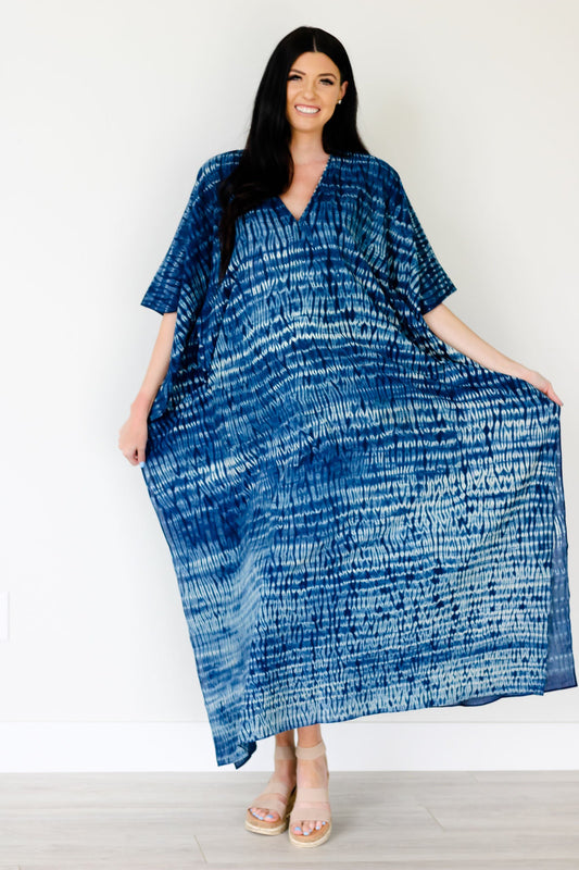 NATURAL INDIGO kaftan, sustainable, Natural clothing, Hand-dyed caftan